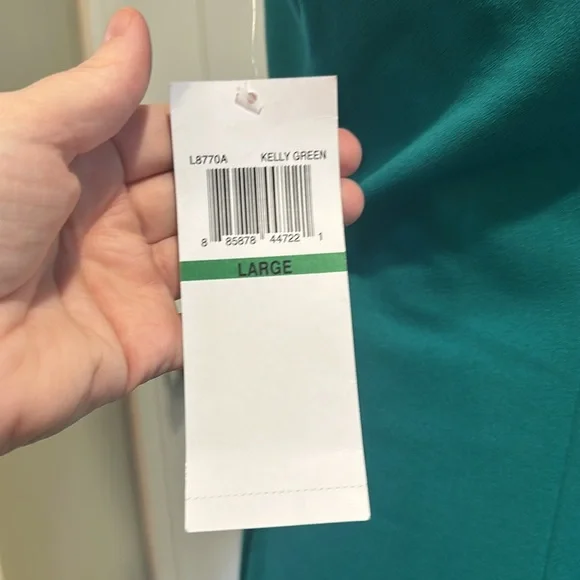 NWT Nina Leonard Sz Large Kelly Green Crepe (?) Sheath Shift Dress - Picture 6 of 7